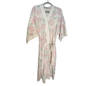 Vintage Miss Elaine tie front floral print housecoat dress